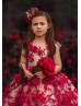 Fuchsia Floral Cross Back Flower Girl Dress
